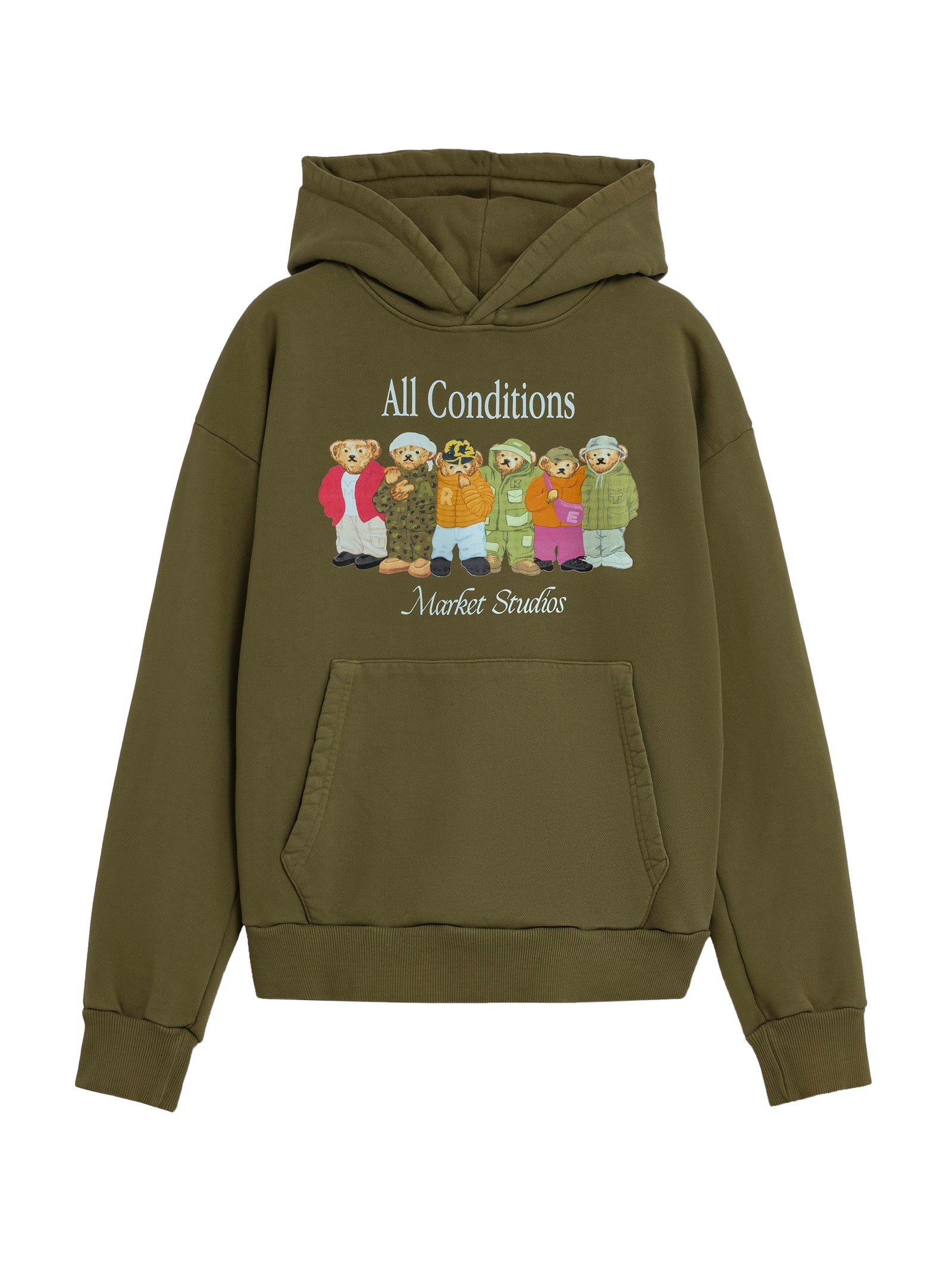 Felpa MARKET Con cappuccio e stampa
Verde militare