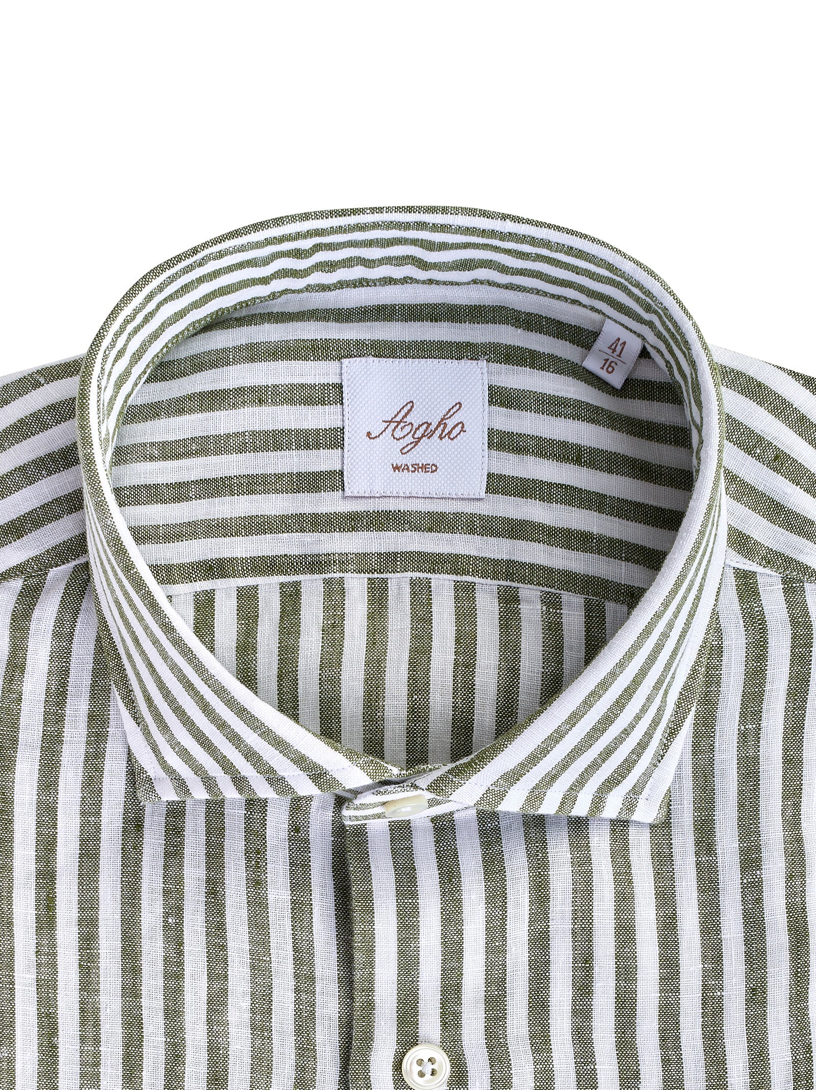 Camicia AGHO Collo francese Verde bianco