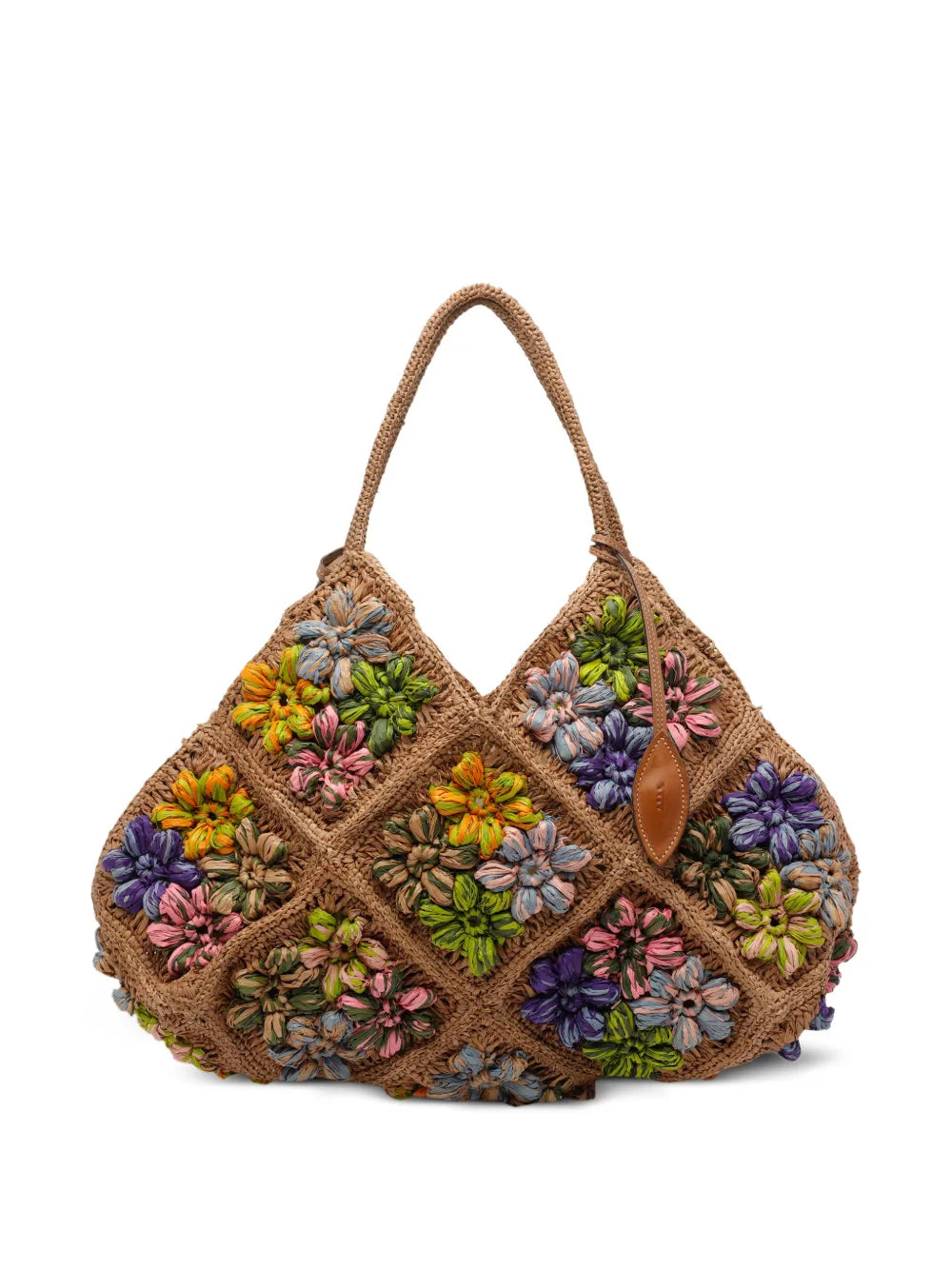 Borsa AFAR Intrecciata con fiori
Cognac