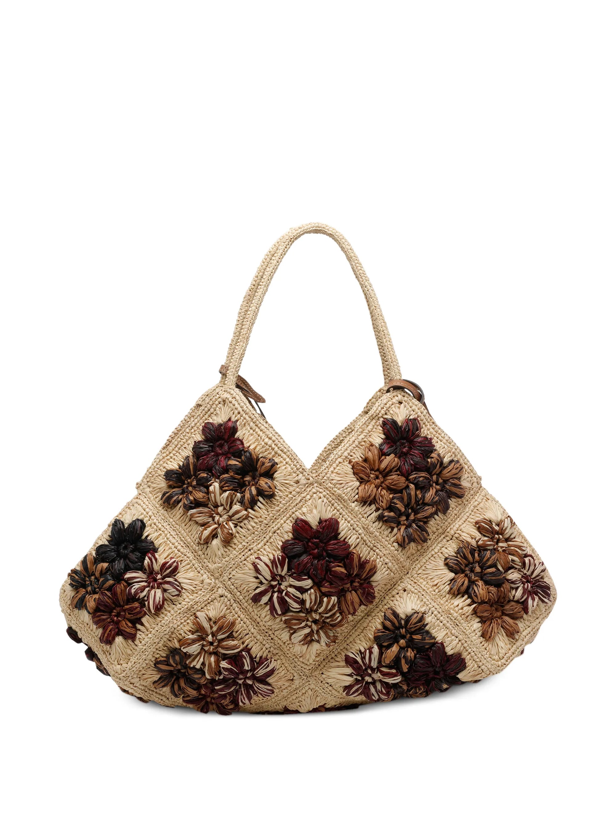 Borsa AFAR Intrecciata con fiori
Naturale